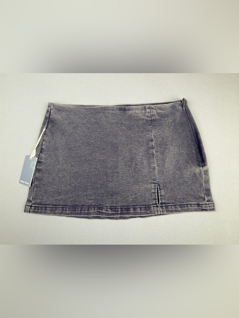 Classic Black Washed Denim Mini Skirt - Picture 1 of 7
